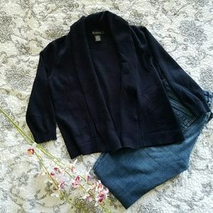 NWOT Navy Open-Front 3/4 Sleeve Cardigan
